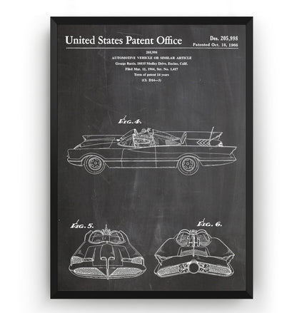 George Barris Batmobile 1966 Patent Print - Magic Posters