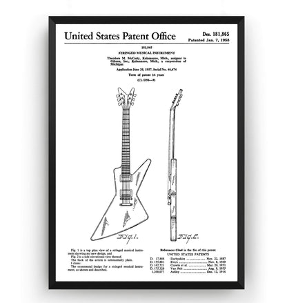 Gibson Explorer Guitar 1958 Patent Print - Magic Posters