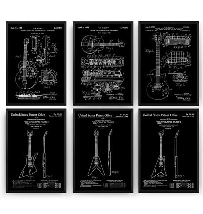 Gibson Guitar Set Of 6 Patent Prints - Magic Posters