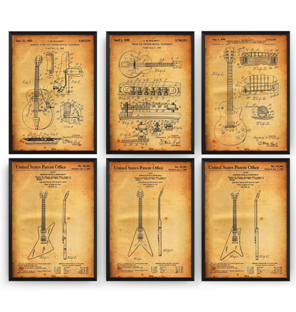 Gibson Guitar Set Of 6 Patent Prints - Magic Posters