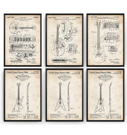 Gibson Guitar Set Of 6 Patent Prints - Magic Posters