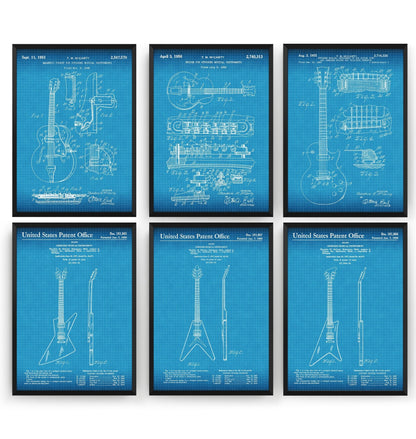 Gibson Guitar Set Of 6 Patent Prints - Magic Posters