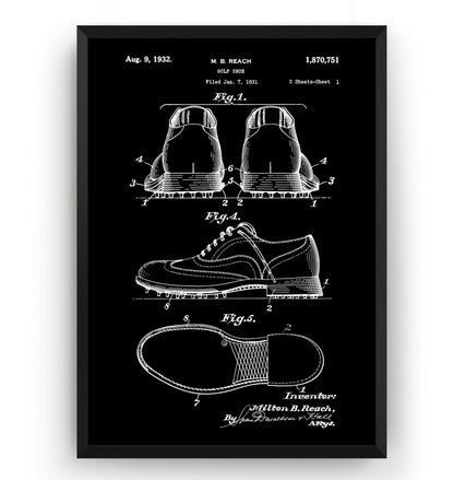 Golf Shoe 1932 Patent Print - Magic Posters