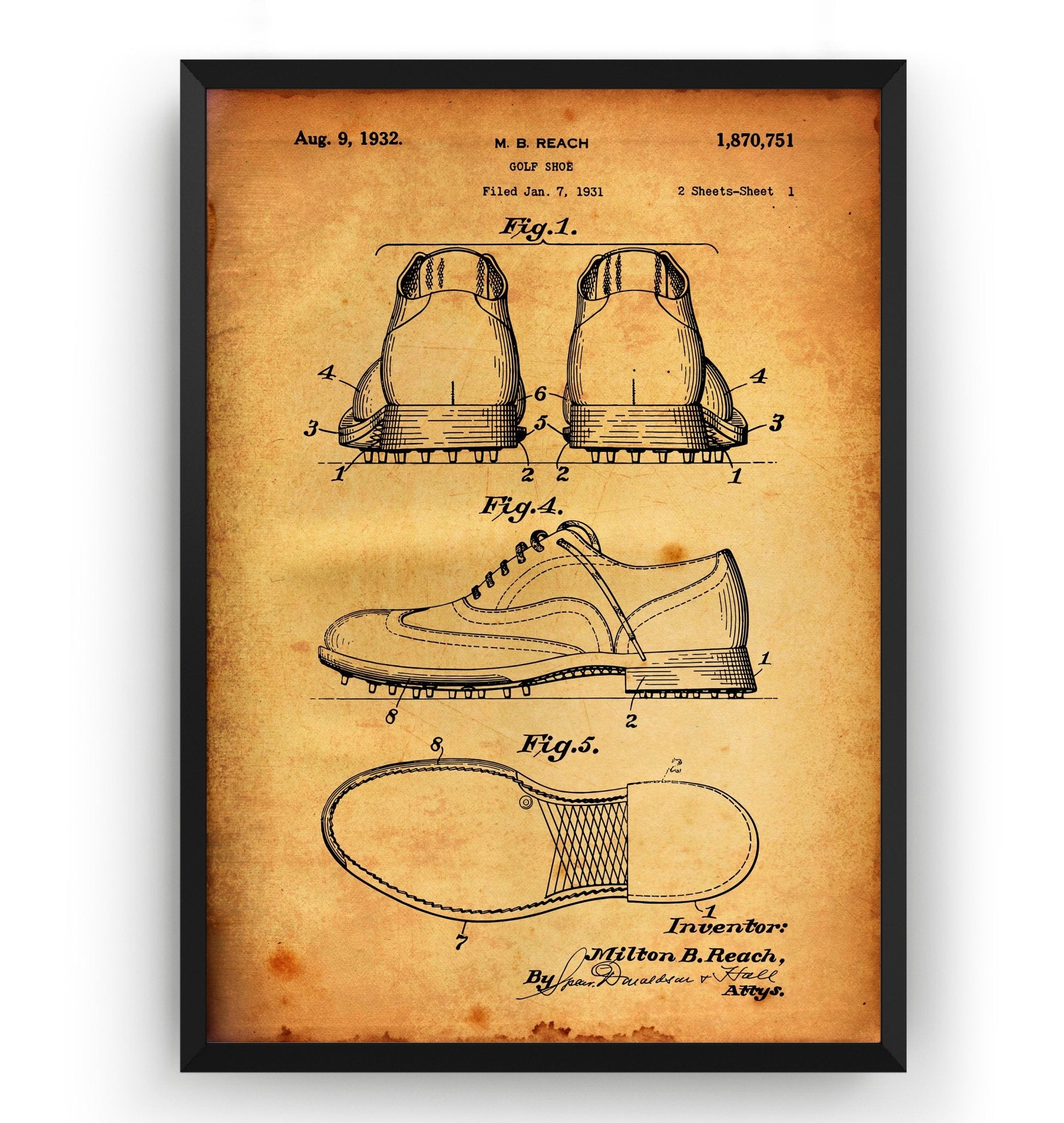 Golf Shoe 1932 Patent Print - Magic Posters