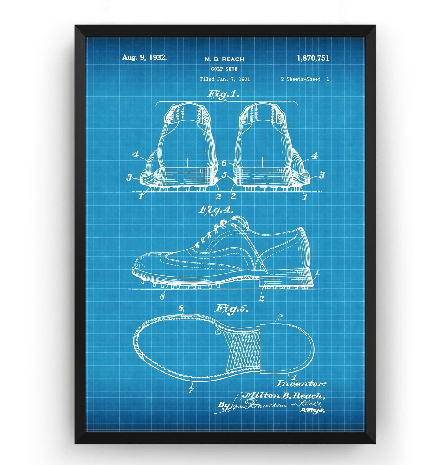 Golf Shoe 1932 Patent Print - Magic Posters