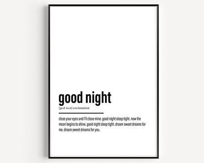 Good Night Definition Print - Magic Posters