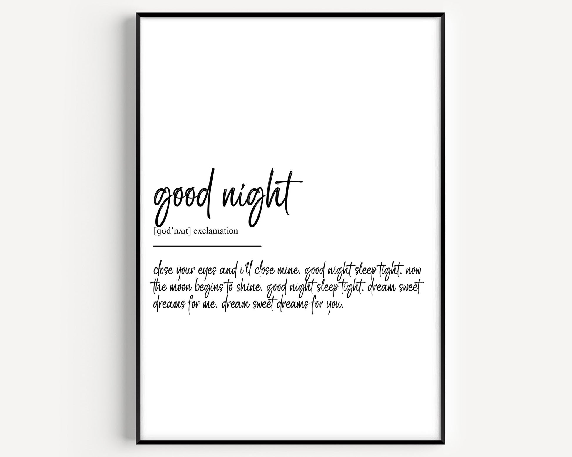 Good Night Definition Print - Magic Posters