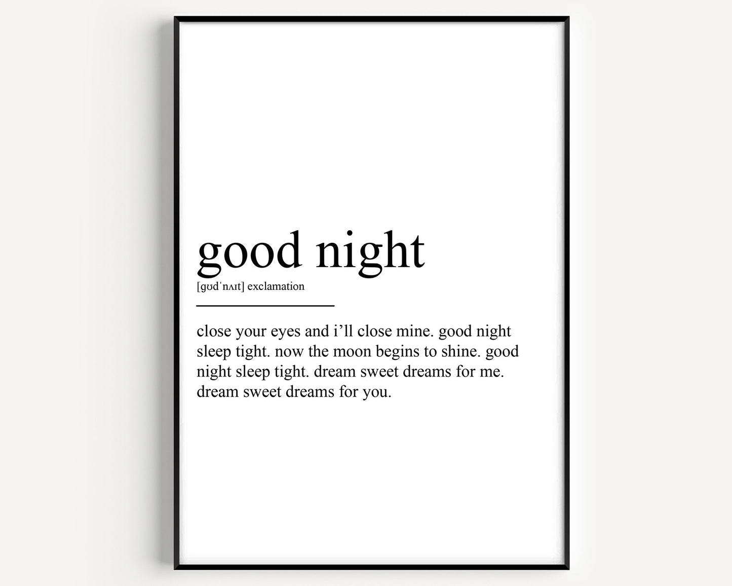 Good Night Definition Print - Magic Posters