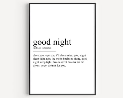 Good Night Definition Print - Magic Posters