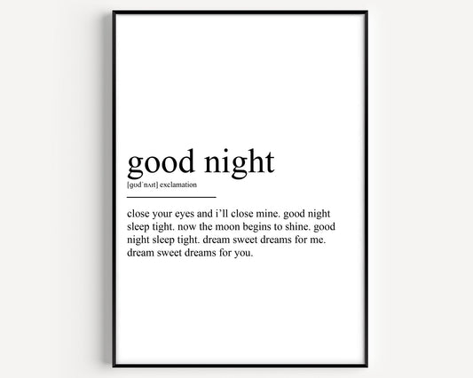 Good Night Definition Print - Magic Posters