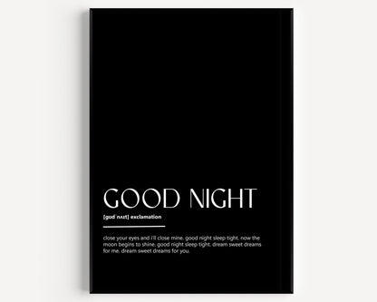 Good Night Definition Print - Magic Posters