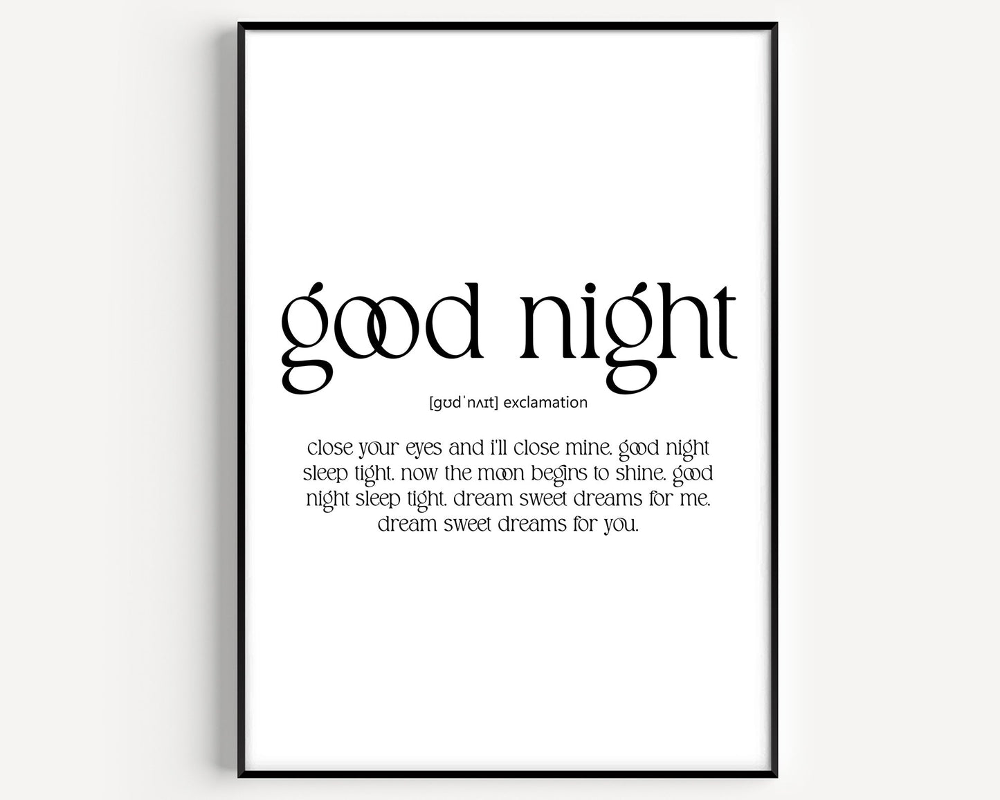 Good Night Definition Print - Magic Posters