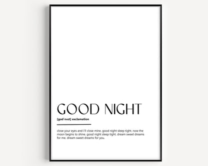 Good Night Definition Print - Magic Posters