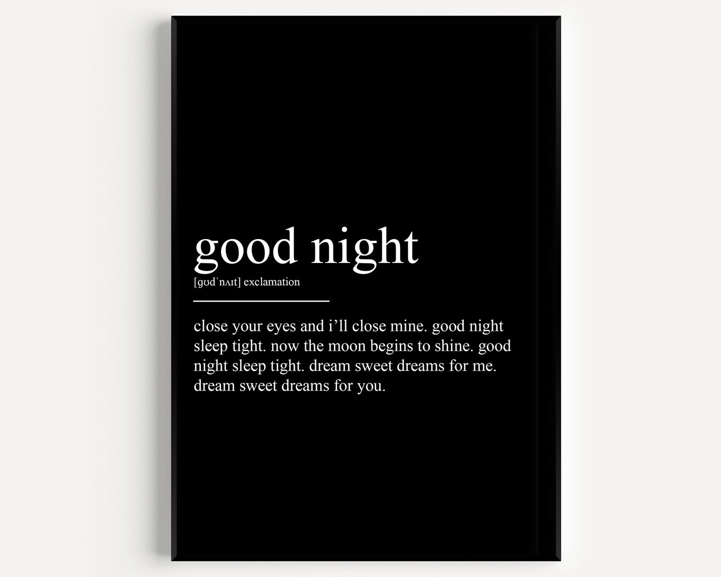 Good Night Definition Print - Magic Posters