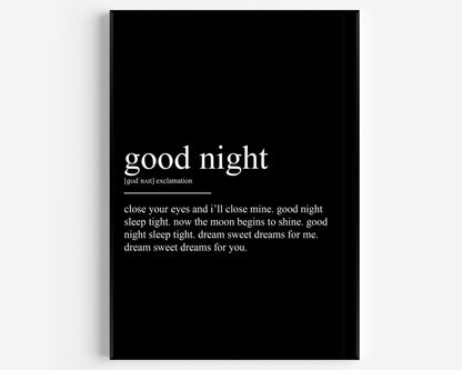 Good Night Definition Print - Magic Posters