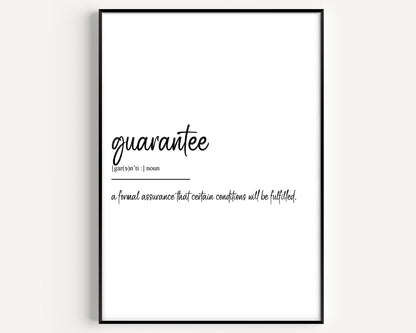 Guarantee Definition Print - Magic Posters