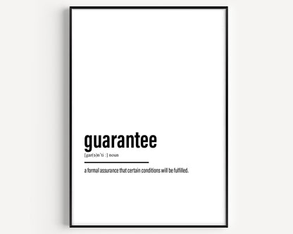 Guarantee Definition Print - Magic Posters