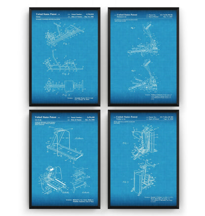 Gym Equipment Set Of 4 Patent Prints - Magic Posters