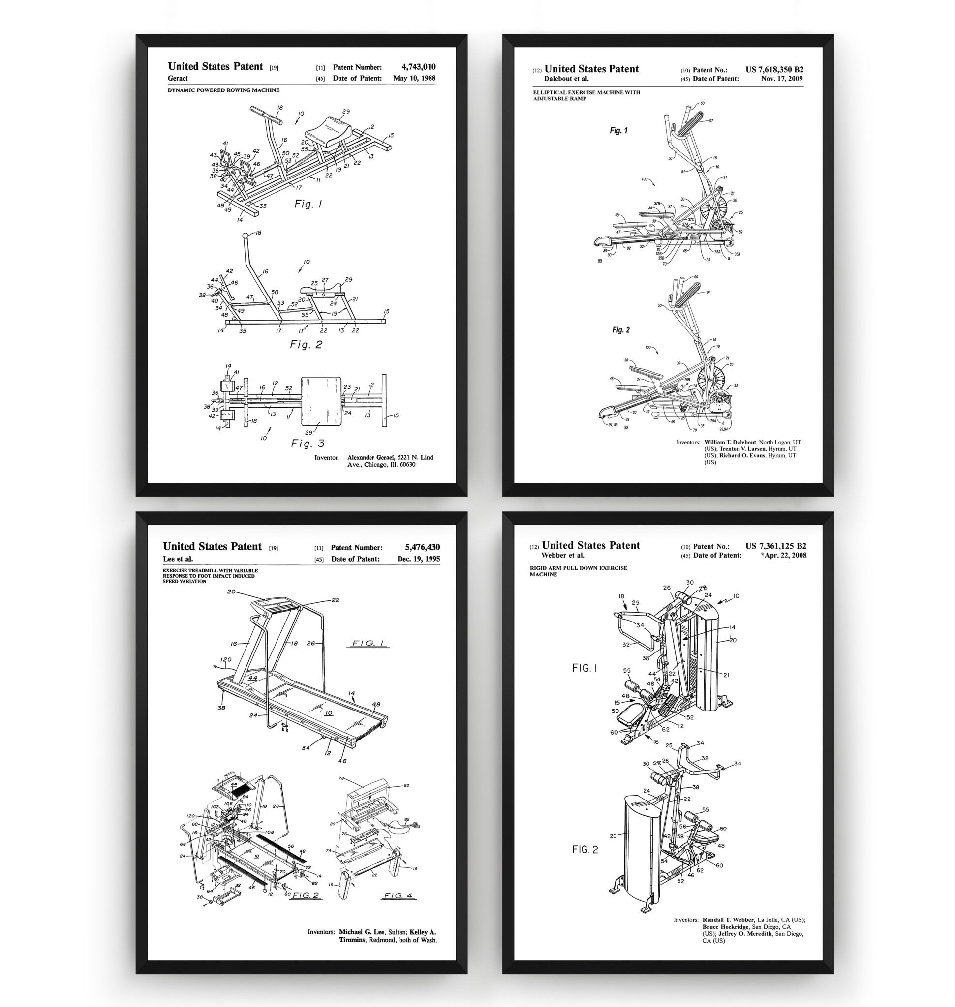 Gym Equipment Set Of 4 Patent Prints - Magic Posters