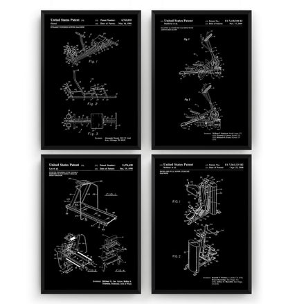 Gym Equipment Set Of 4 Patent Prints - Magic Posters