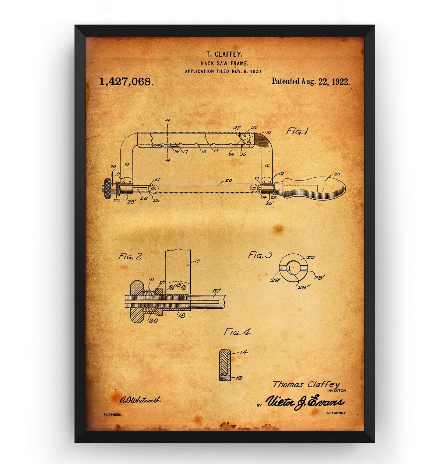 Hacksaw 1920 Patent Print - Magic Posters