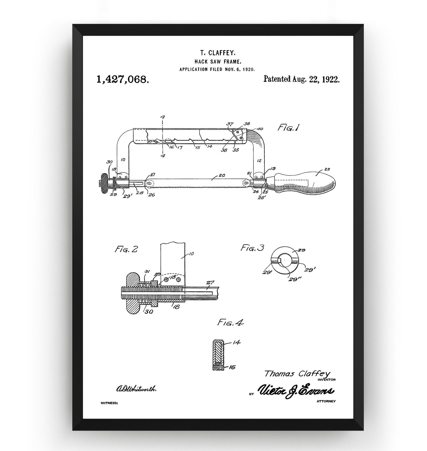 Hacksaw 1920 Patent Print - Magic Posters