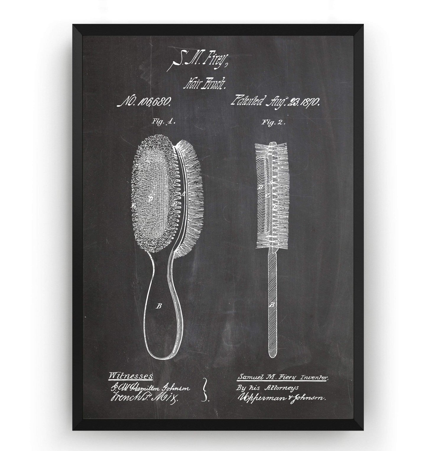 Hair Brush 1870 Patent Print - Magic Posters