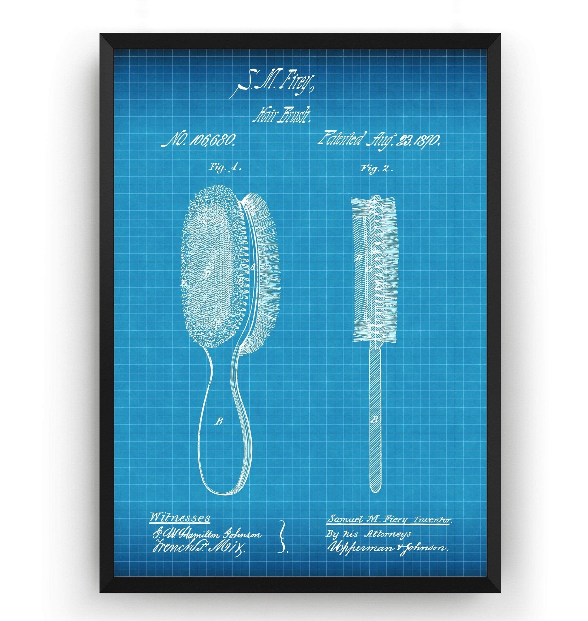 Hair Brush 1870 Patent Print - Magic Posters