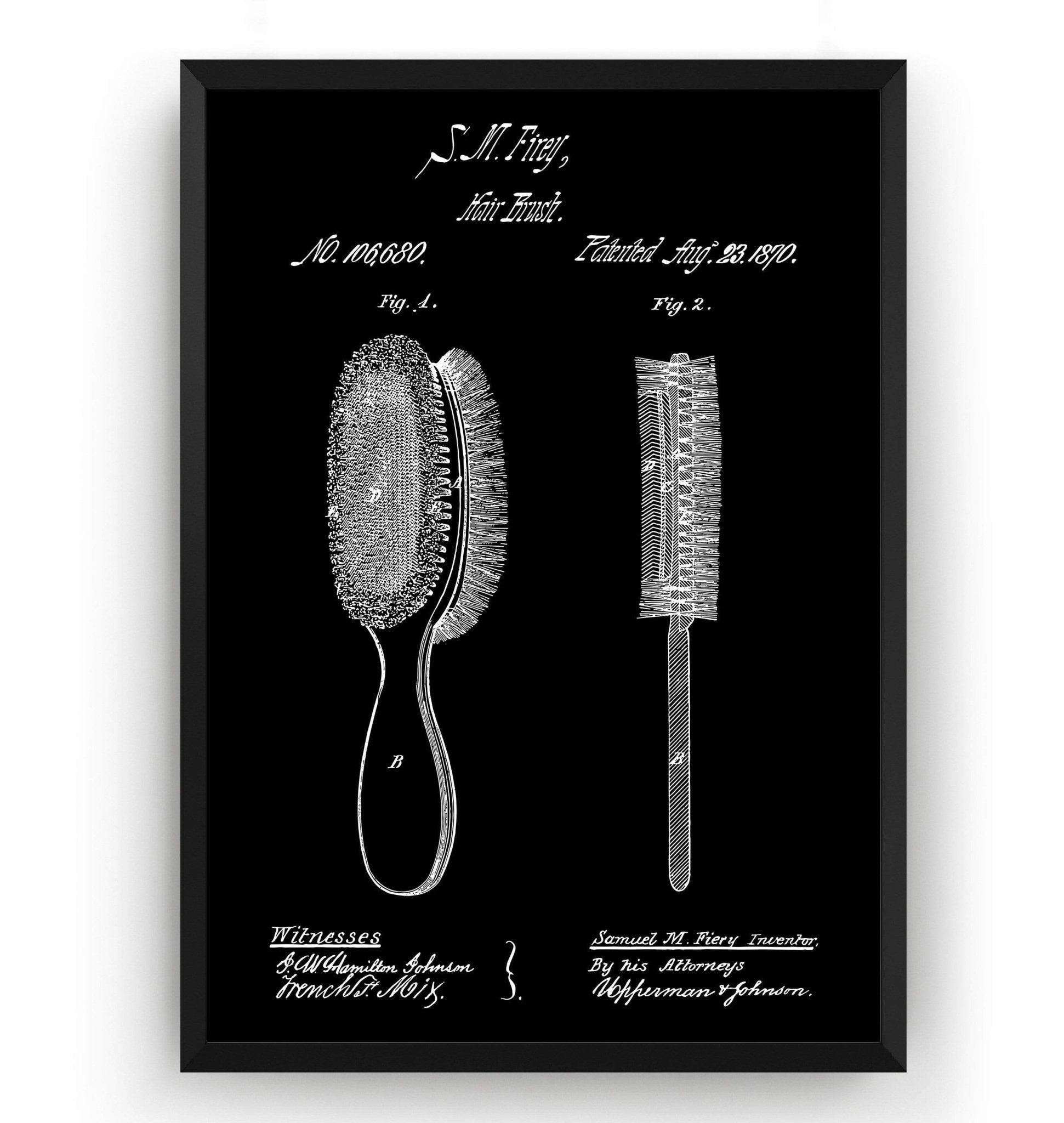 Hair Brush 1870 Patent Print - Magic Posters