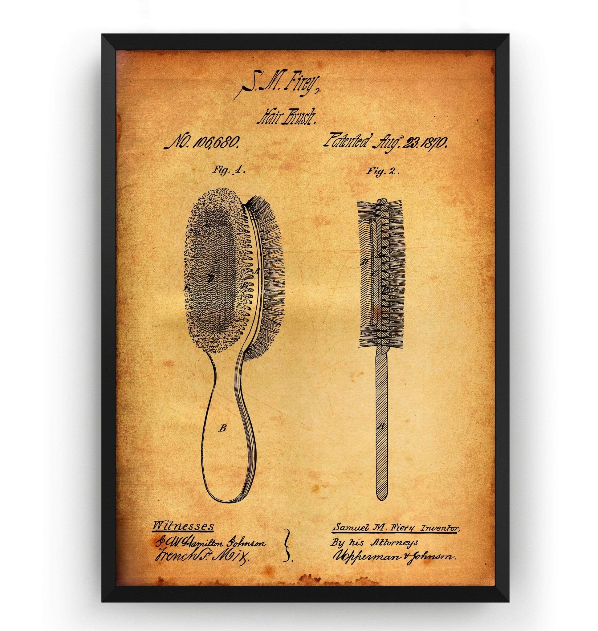 Hair Brush 1870 Patent Print - Magic Posters