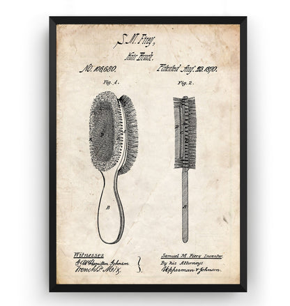 Hair Brush 1870 Patent Print - Magic Posters