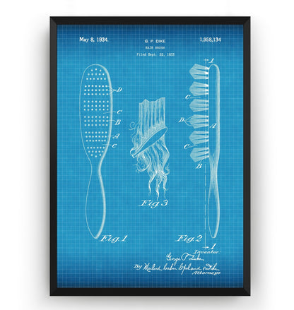 Hair Brush 1934 Patent Print - Magic Posters