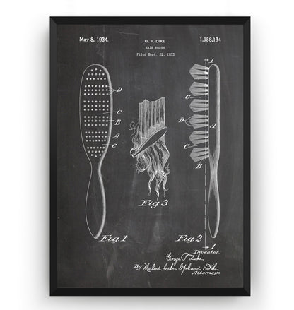 Hair Brush 1934 Patent Print - Magic Posters