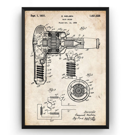 Hair Dryer 1931 Patent Print - Magic Posters