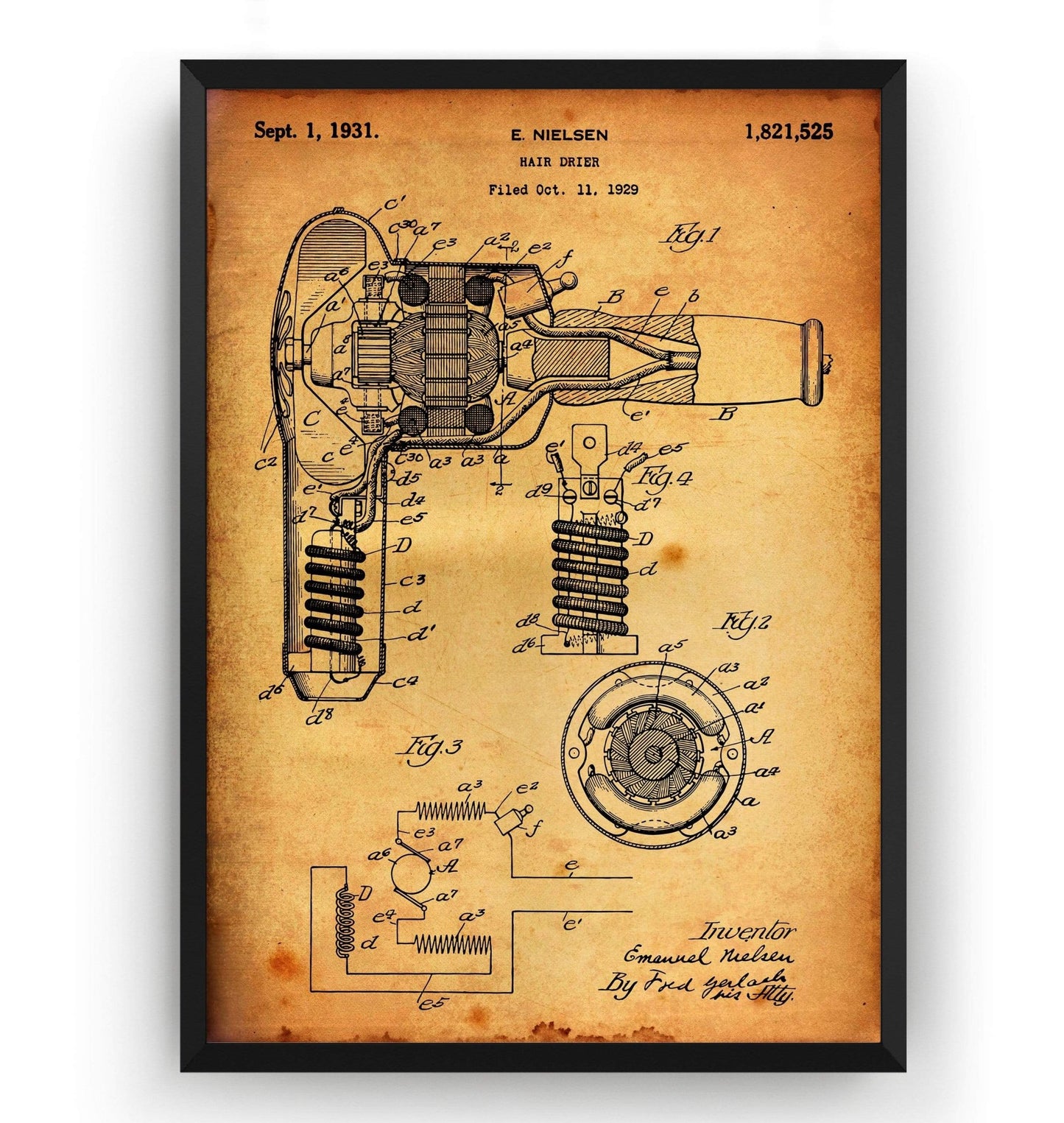 Hair Dryer 1931 Patent Print - Magic Posters