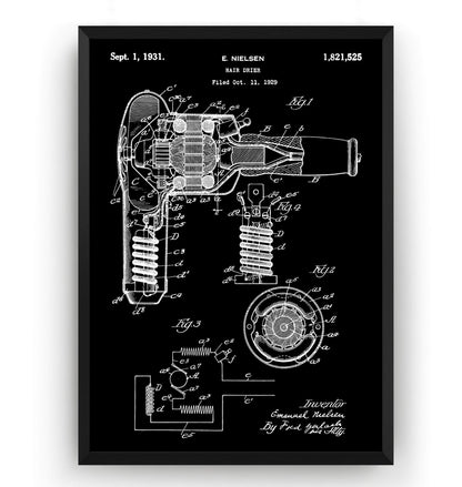 Hair Dryer 1931 Patent Print - Magic Posters