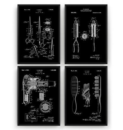 Hair Stylist Set Of 4 Patent Prints - Magic Posters