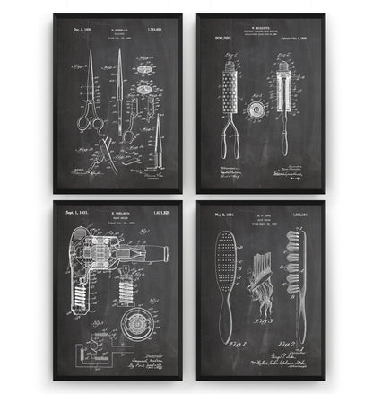 Hair Stylist Set Of 4 Patent Prints - Magic Posters