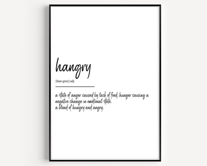 Hangry Definition Print - Magic Posters