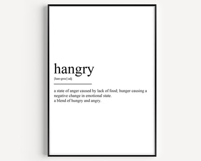 Hangry Definition Print - Magic Posters