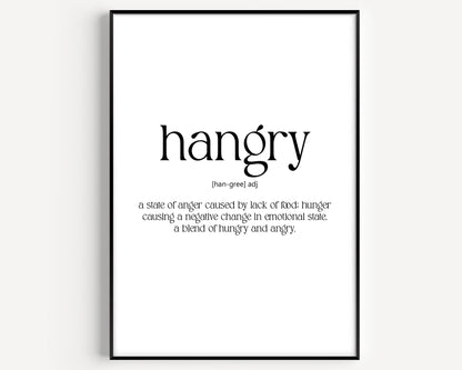 Hangry Definition Print - Magic Posters