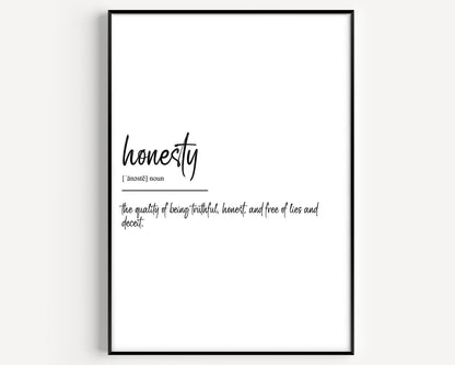 Honesty Definition Print - Magic Posters