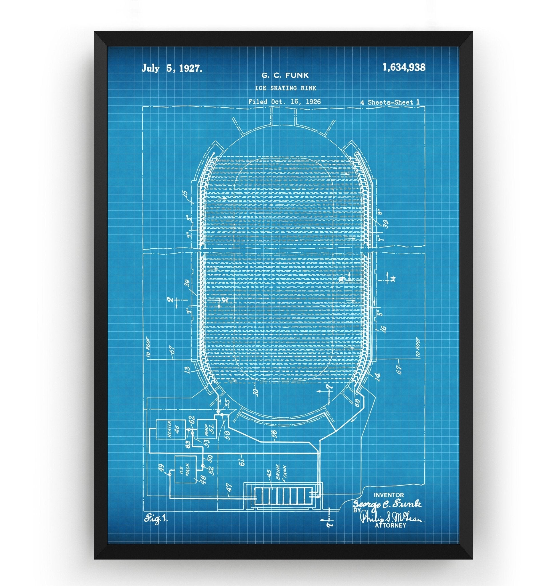 Ice Skating Rink 1926 Patent Print - Magic Posters