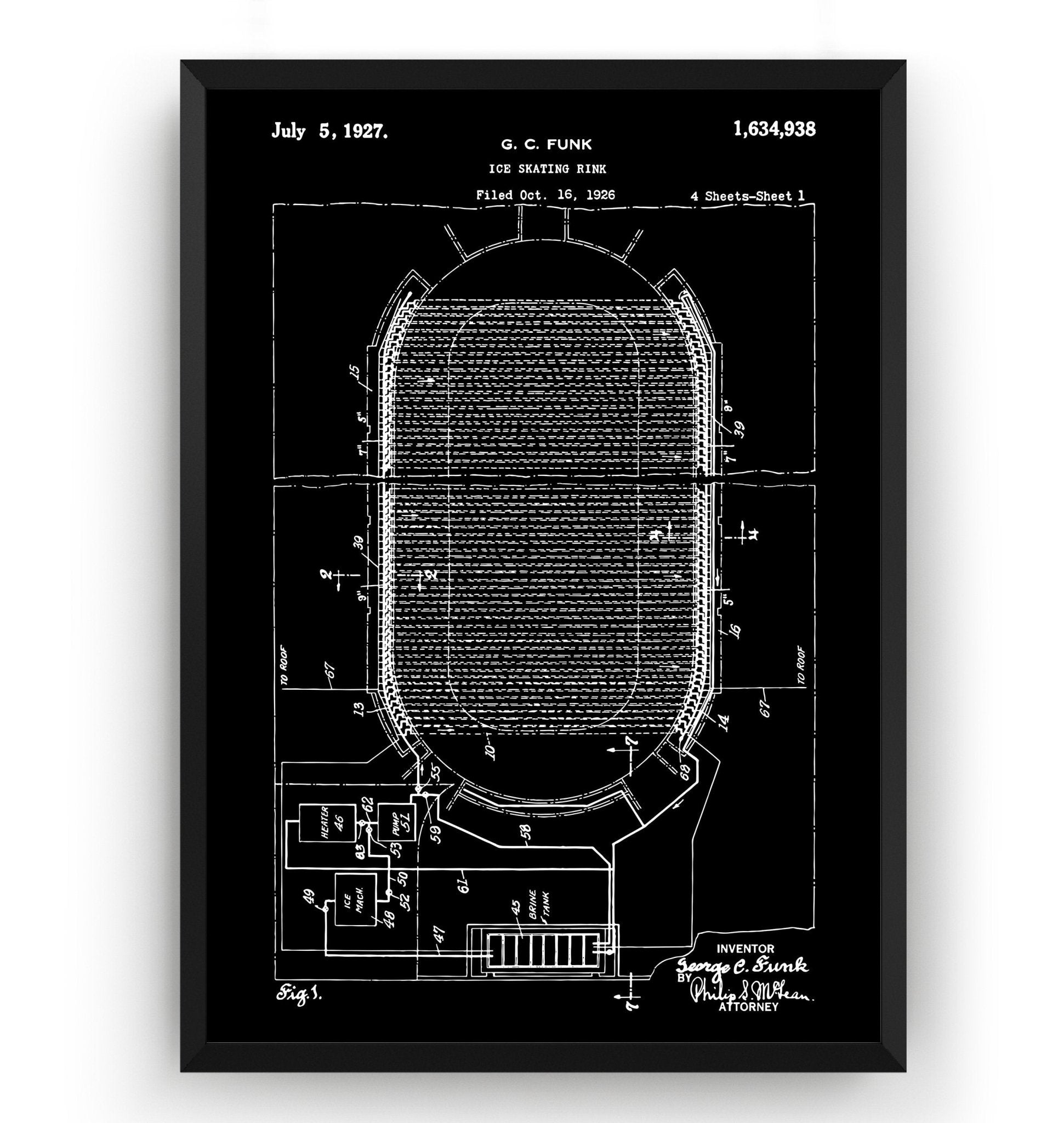 Ice Skating Rink 1926 Patent Print - Magic Posters