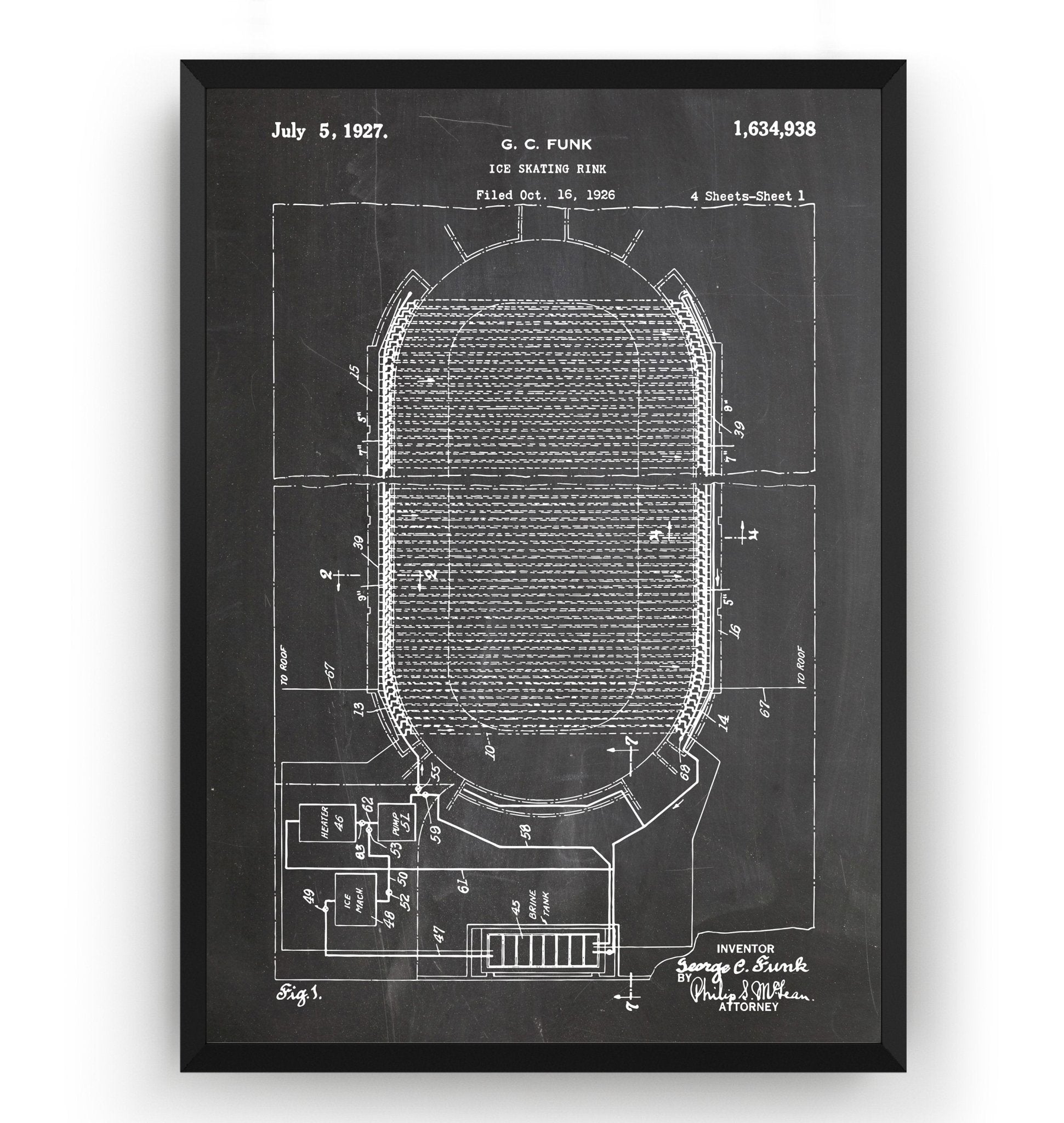 Ice Skating Rink 1926 Patent Print - Magic Posters