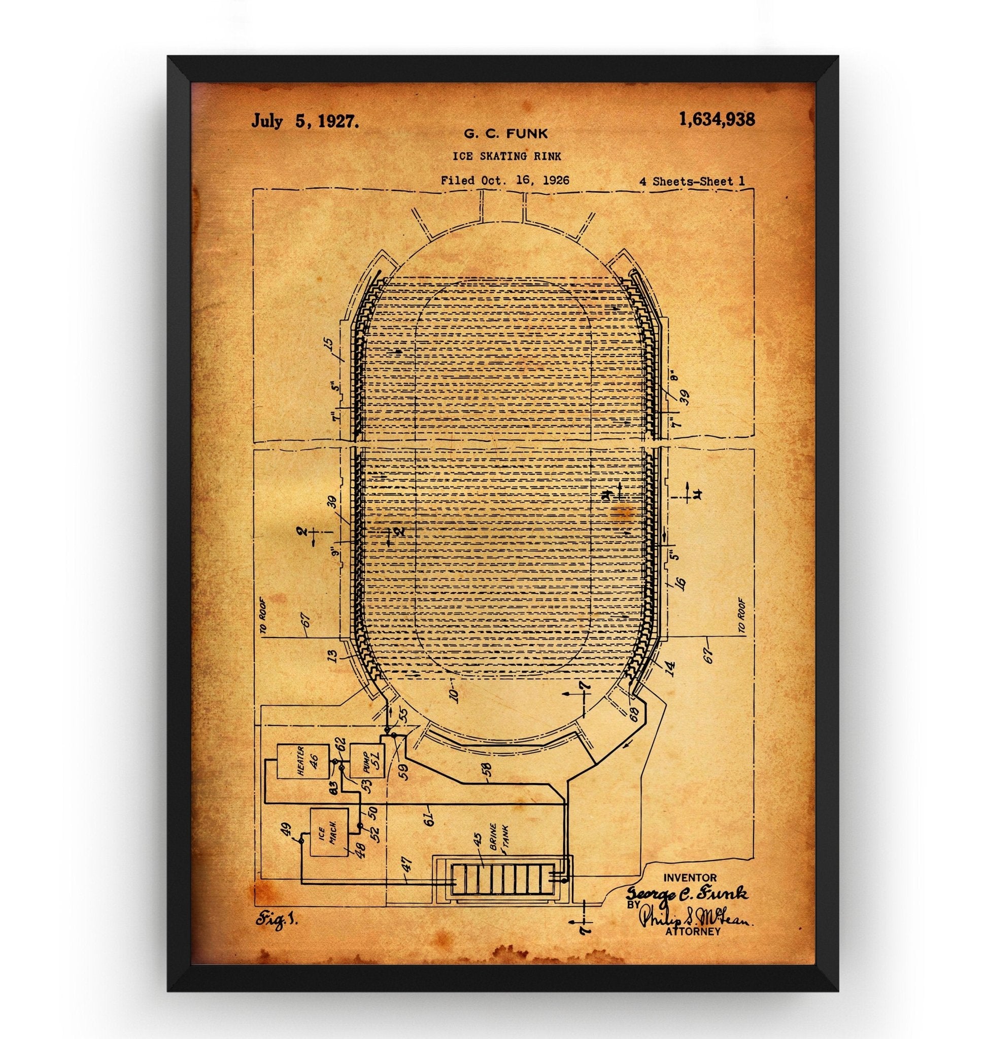 Ice Skating Rink 1926 Patent Print - Magic Posters