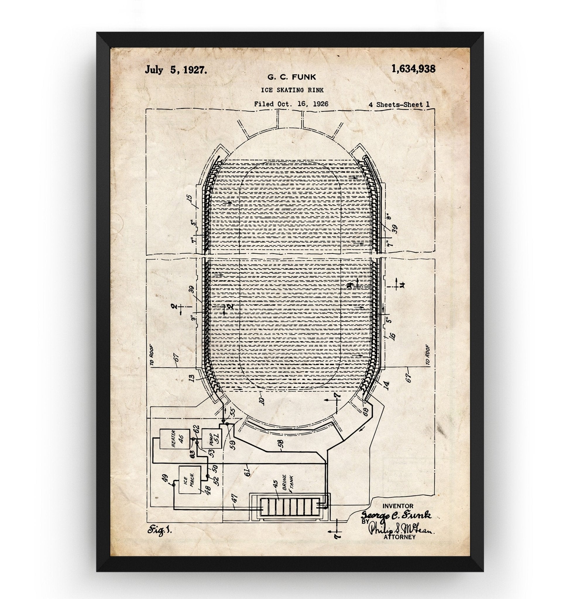 Ice Skating Rink 1926 Patent Print - Magic Posters