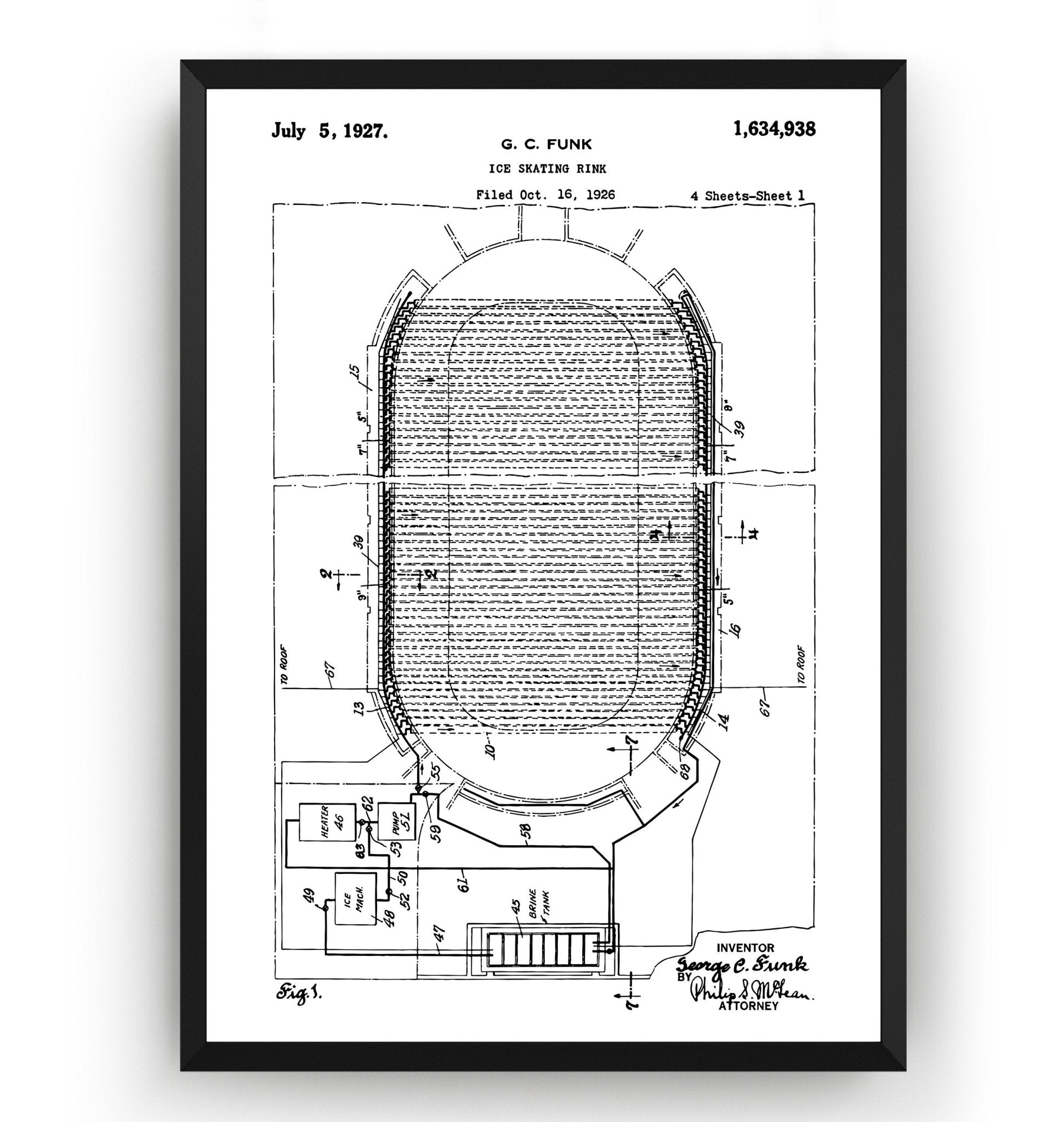 Ice Skating Rink 1926 Patent Print - Magic Posters