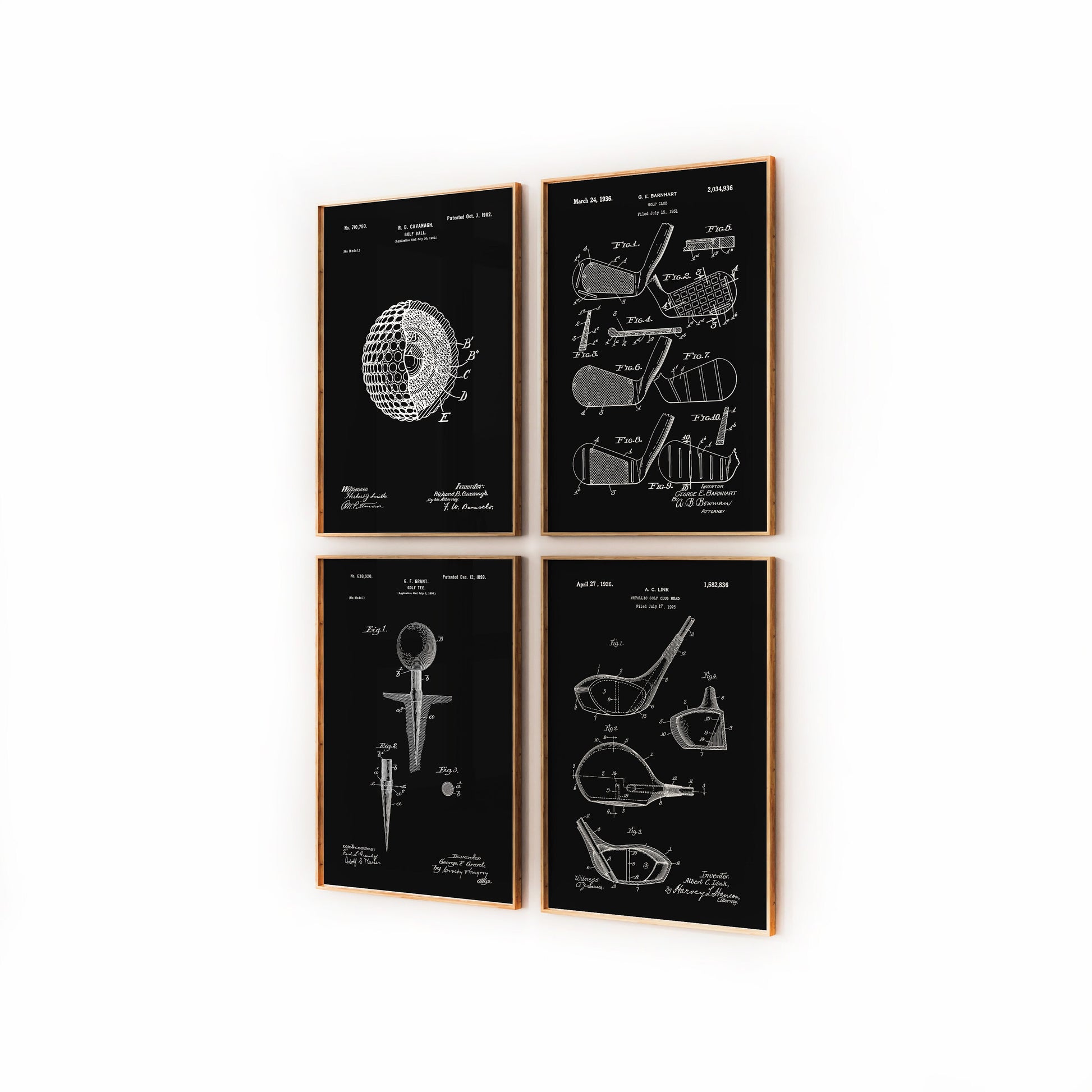 Golf Set Of 4 Patent Prints - Magic Posters