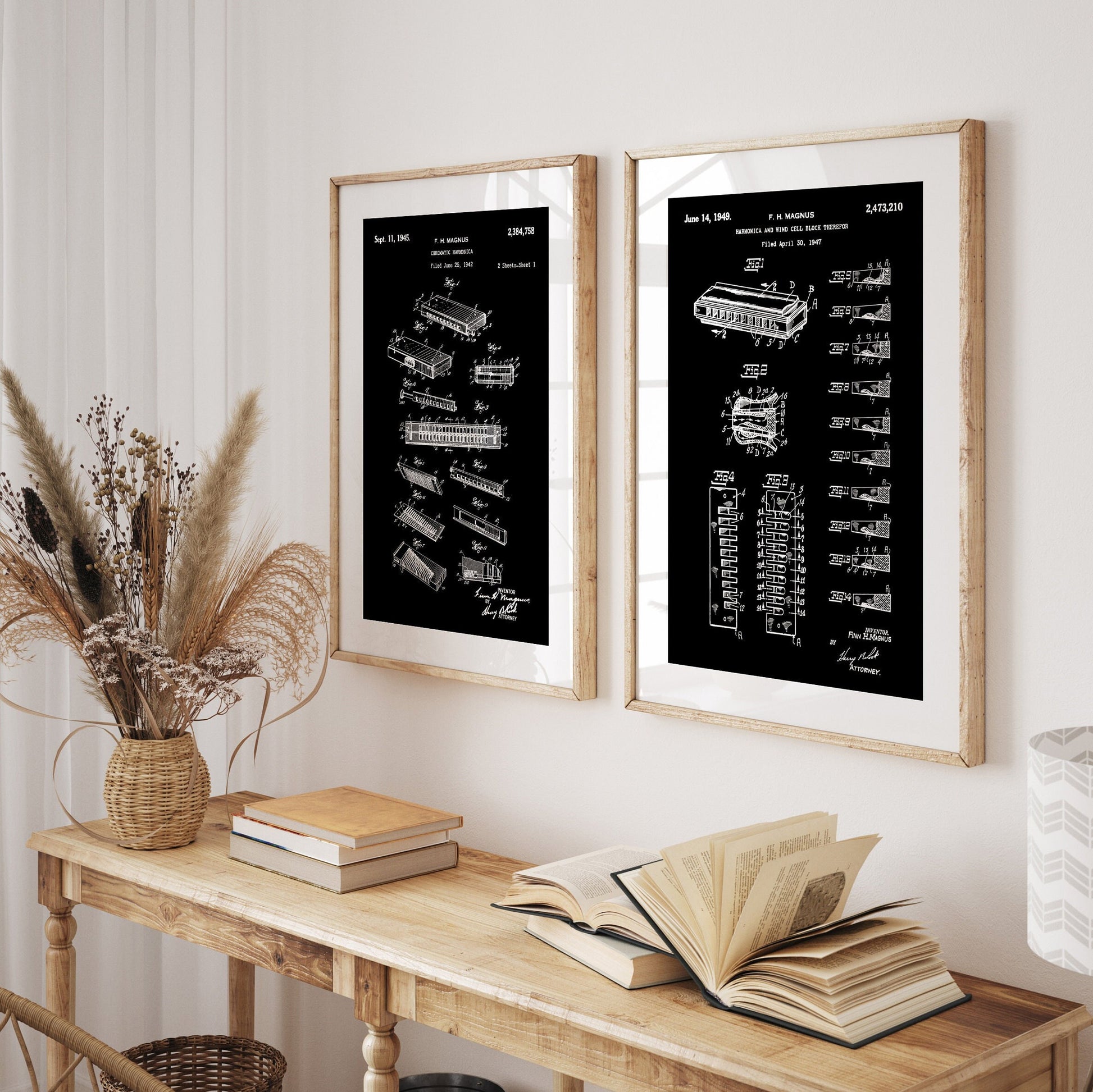 Harmonica Set of 2 Patent Prints - Magic Posters
